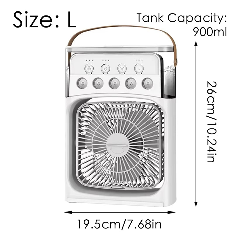 Stay Cool Anywhere with the 3-in-1 Portable Mini Fan: Air Cooler, Humidifier & LED Light for Home, Office & Travel