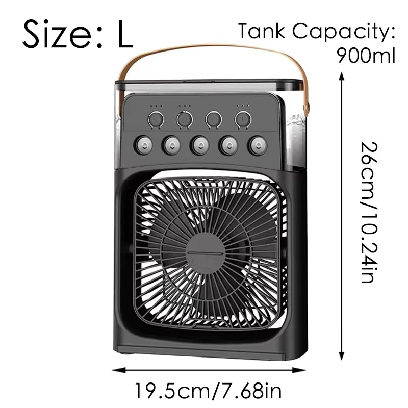 Stay Cool Anywhere with the 3-in-1 Portable Mini Fan: Air Cooler, Humidifier & LED Light for Home, Office & Travel