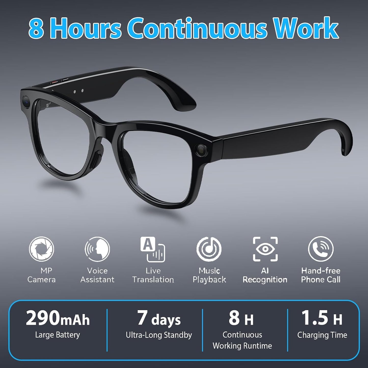 Revolutionary Smart Glasses with 8MP Camera, AI Real-Time Translation, and Bluetooth Connectivity – Perfect for Everyday Use and Adventure!