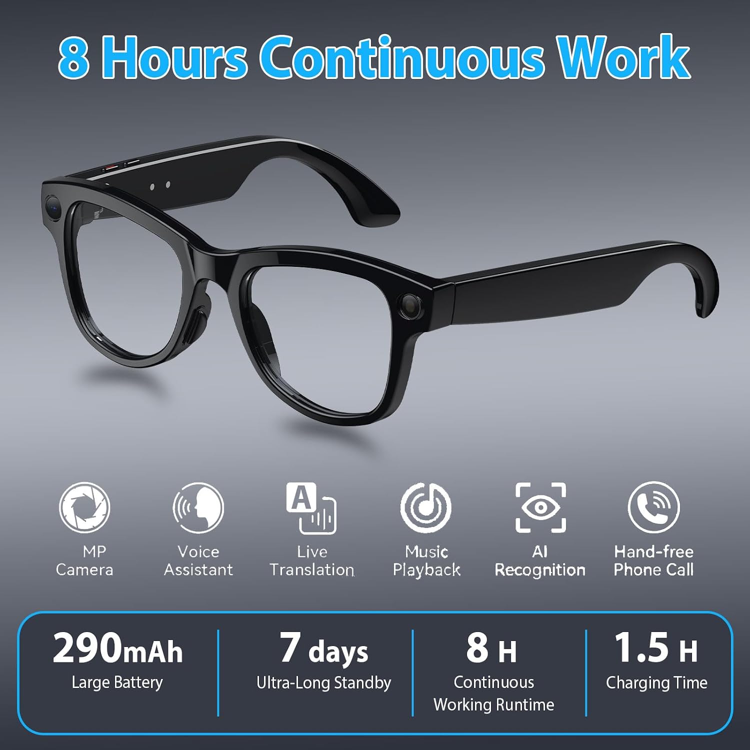 Revolutionary Smart Glasses with 8MP Camera, AI Real-Time Translation, and Bluetooth Connectivity – Perfect for Everyday Use and Adventure!