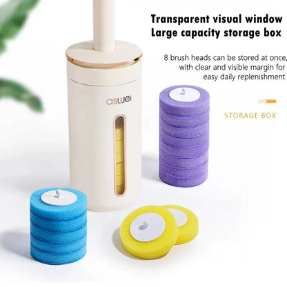 Transform Your Bathroom with Our Wall-Mounted Disposable Toilet Brush - Complete Cleaning Kit with Replacement Heads!