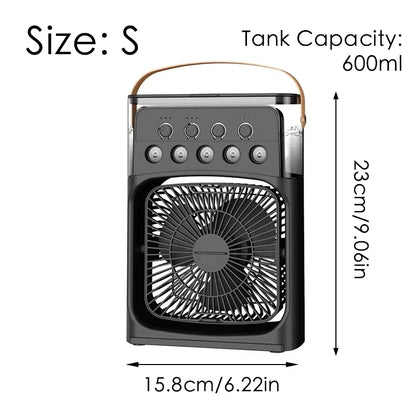 Stay Cool Anywhere with the 3-in-1 Portable Mini Fan: Air Cooler, Humidifier & LED Light for Home, Office & Travel